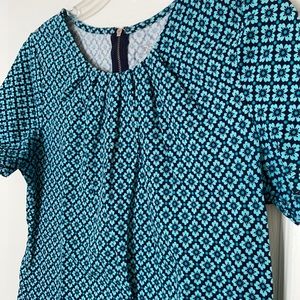 LOFT shirt with blue flowers and zipper detail